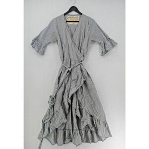Farmhouse Frocks Women's Small Penny Swing Wrap Dress Made By Amish Stripe Ruffl